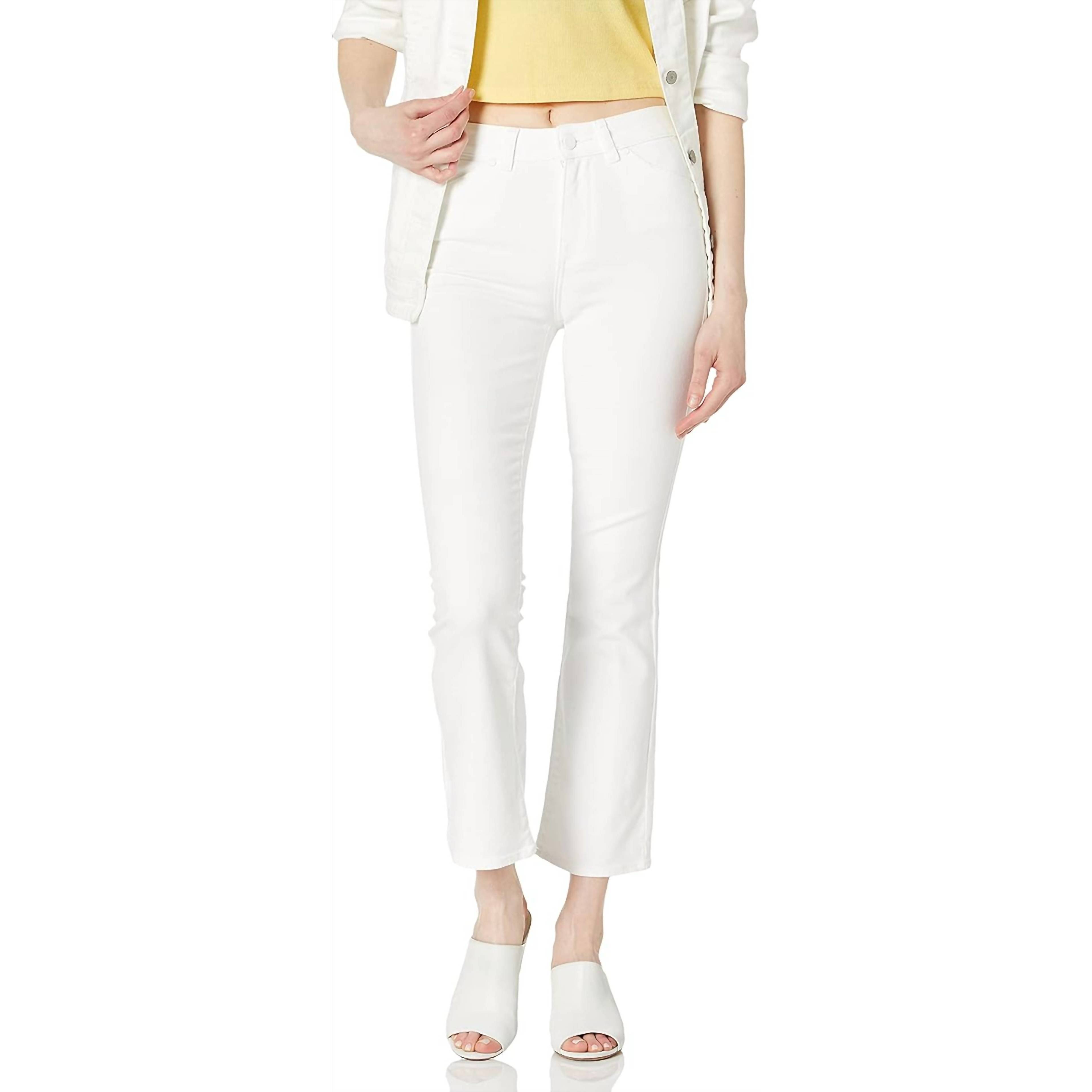 New Paige Claudine With Angled Pockets Yoke Details Flare Jeans In Crisp White